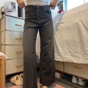 Gap Denim High Rise-Wide Leg Jeans 8/29 Faded, Washed Black Denim